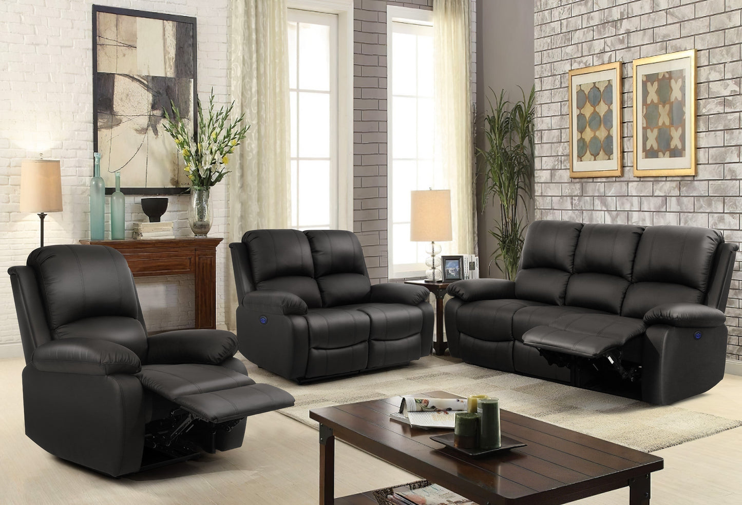 PU Leather Electric Reclining Sofa set