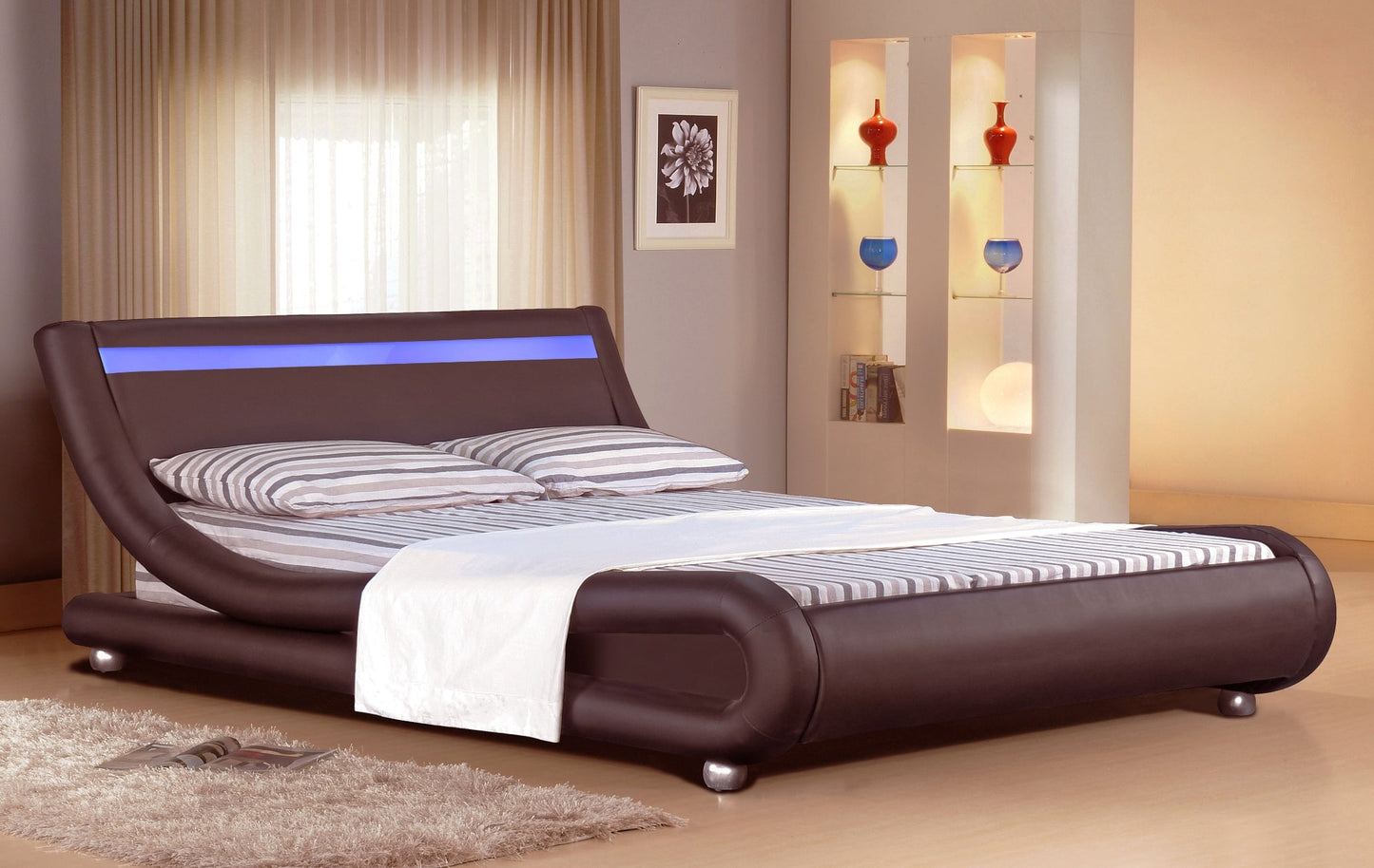 Mallorca Faux Leather LED Bed Frame - Modern & Illuminating Feature for Your Stylish Bedroom