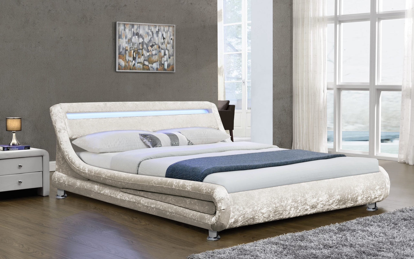 Mallorca LED Crushed Velvet Bed Frame - Glamorous & Illuminated Comfort for Your Luxe Bedroom