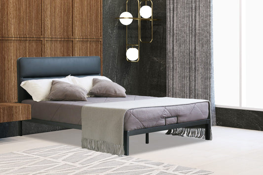 Ponza Metal Bed Frame with Faux Leather Headboard