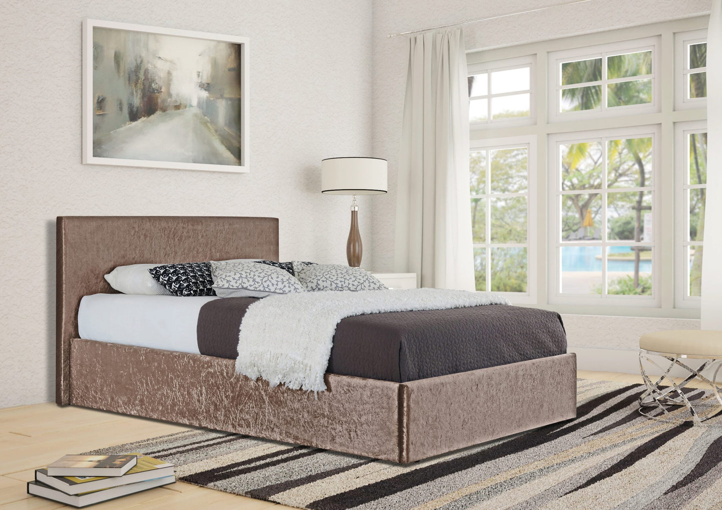 Prado Crushed Velvet Ottoman Bed Frame