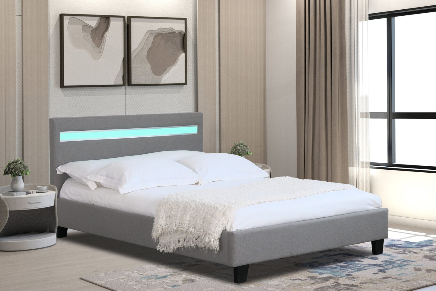 Prado Fabric Bed Frame with LED headboard
