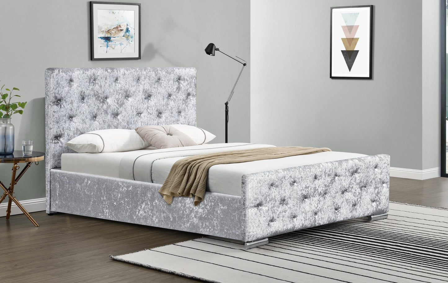 Palma Crushed Velvet Sleigh Bed Frame