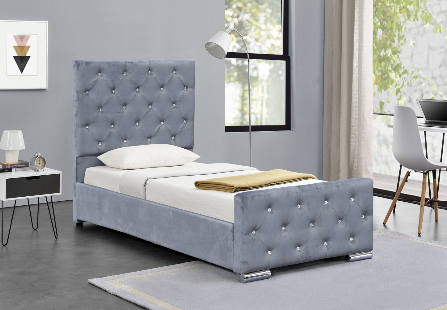 Palma Crushed Velvet Sleigh Bed Frame
