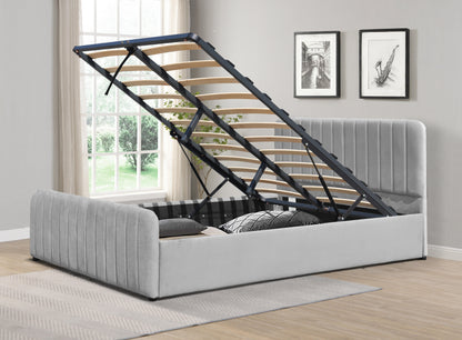 Gas Lift Ottoman Bed in Brushed Velvet – Black, Light Grey, Dark Grey – Available in 3ft, 4ft6, and 5ft Sizes