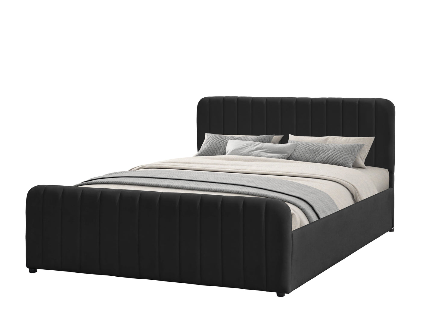 Gas Lift Ottoman Bed in Brushed Velvet – Black, Light Grey, Dark Grey – Available in 3ft, 4ft6, and 5ft Sizes