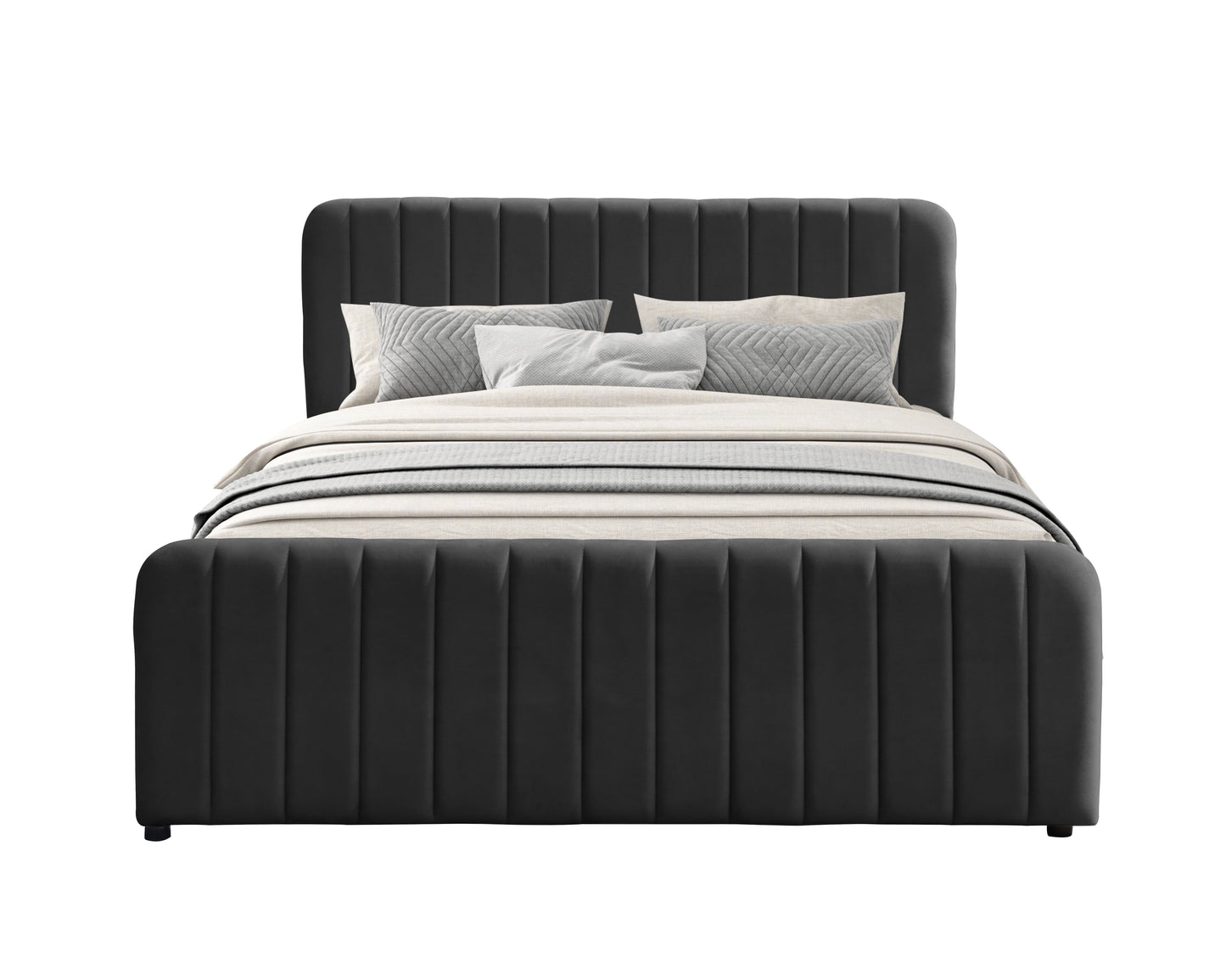Gas Lift Ottoman Bed in Brushed Velvet – Black, Light Grey, Dark Grey – Available in 3ft, 4ft6, and 5ft Sizes