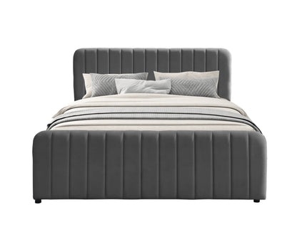 Gas Lift Ottoman Bed in Brushed Velvet – Black, Light Grey, Dark Grey – Available in 3ft, 4ft6, and 5ft Sizes