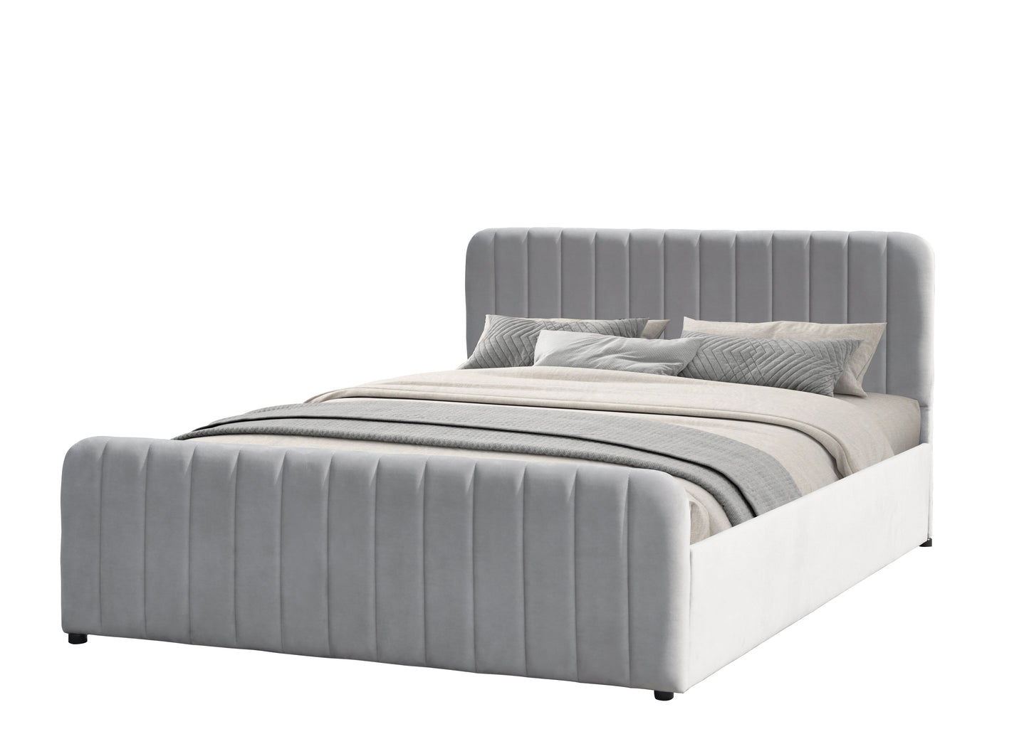 Gas Lift Ottoman Bed in Brushed Velvet – Black, Light Grey, Dark Grey – Available in 3ft, 4ft6, and 5ft Sizes