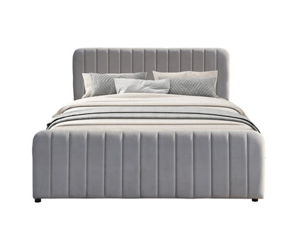Gas Lift Ottoman Bed in Brushed Velvet – Black, Light Grey, Dark Grey – Available in 3ft, 4ft6, and 5ft Sizes