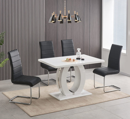 Rimini White High Gloss Dining Set - 5 or 7 Piece