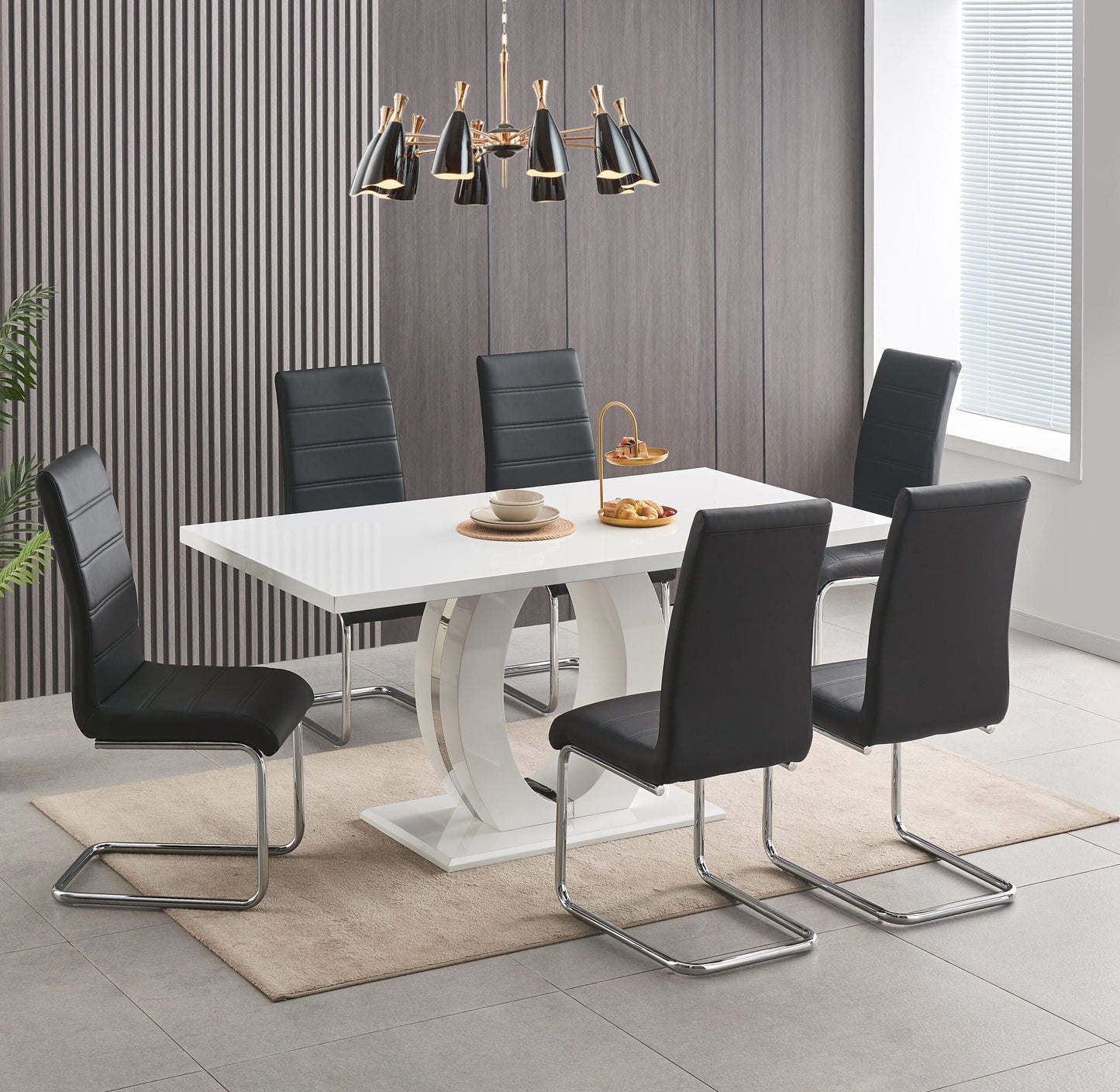 Rimini White High Gloss Dining Set - 5 or 7 Piece