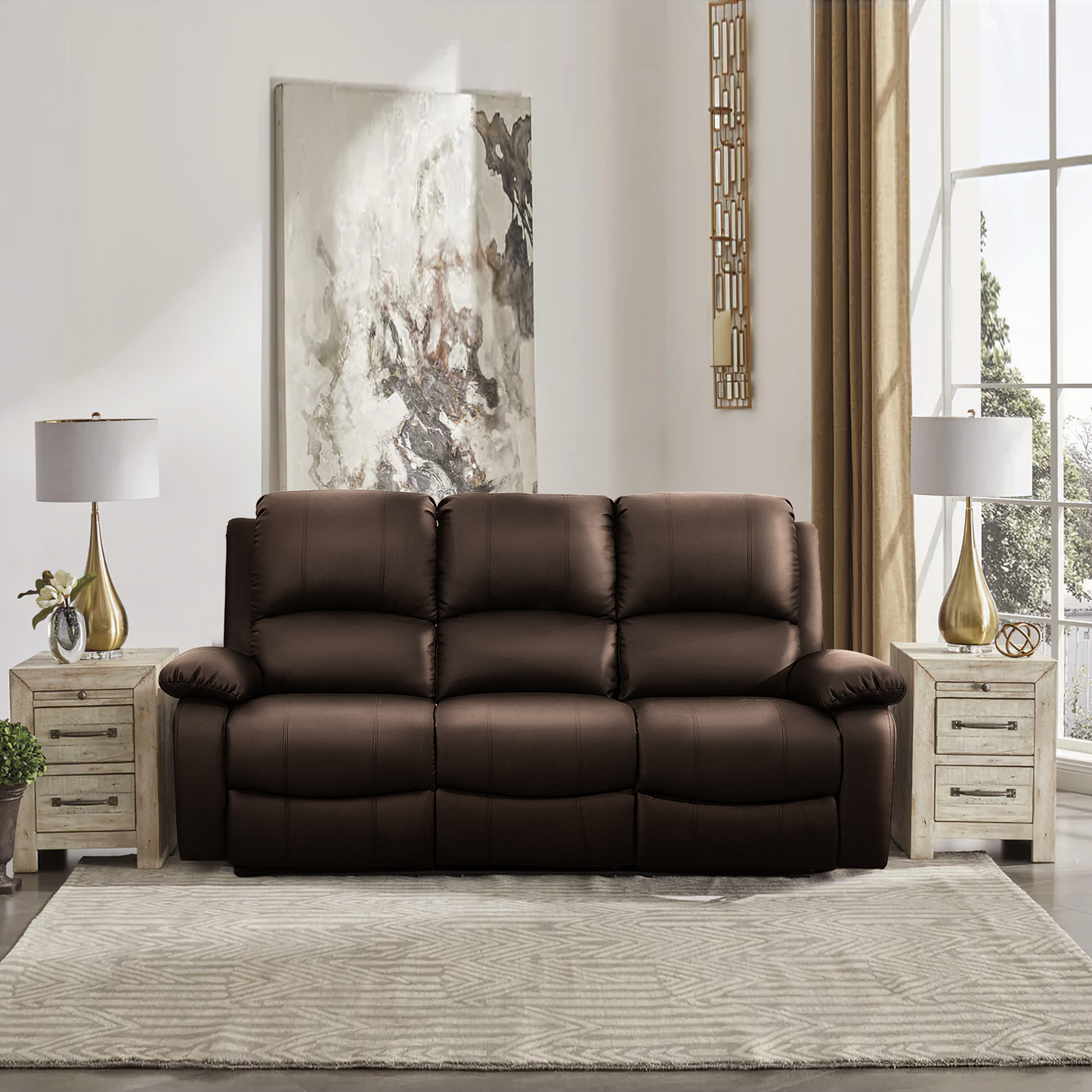 Milan Reclining Luxury Faux Leather Sofa Set - Indulge in the Ultimate Comfort and Style for Your Living Room