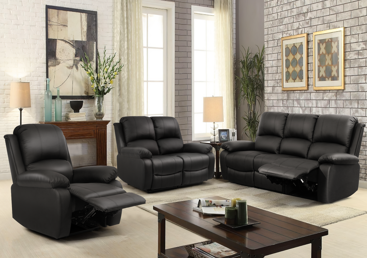 Milan Reclining Luxury Faux Leather Sofa Set - Indulge in the Ultimate Comfort and Style for Your Living Room