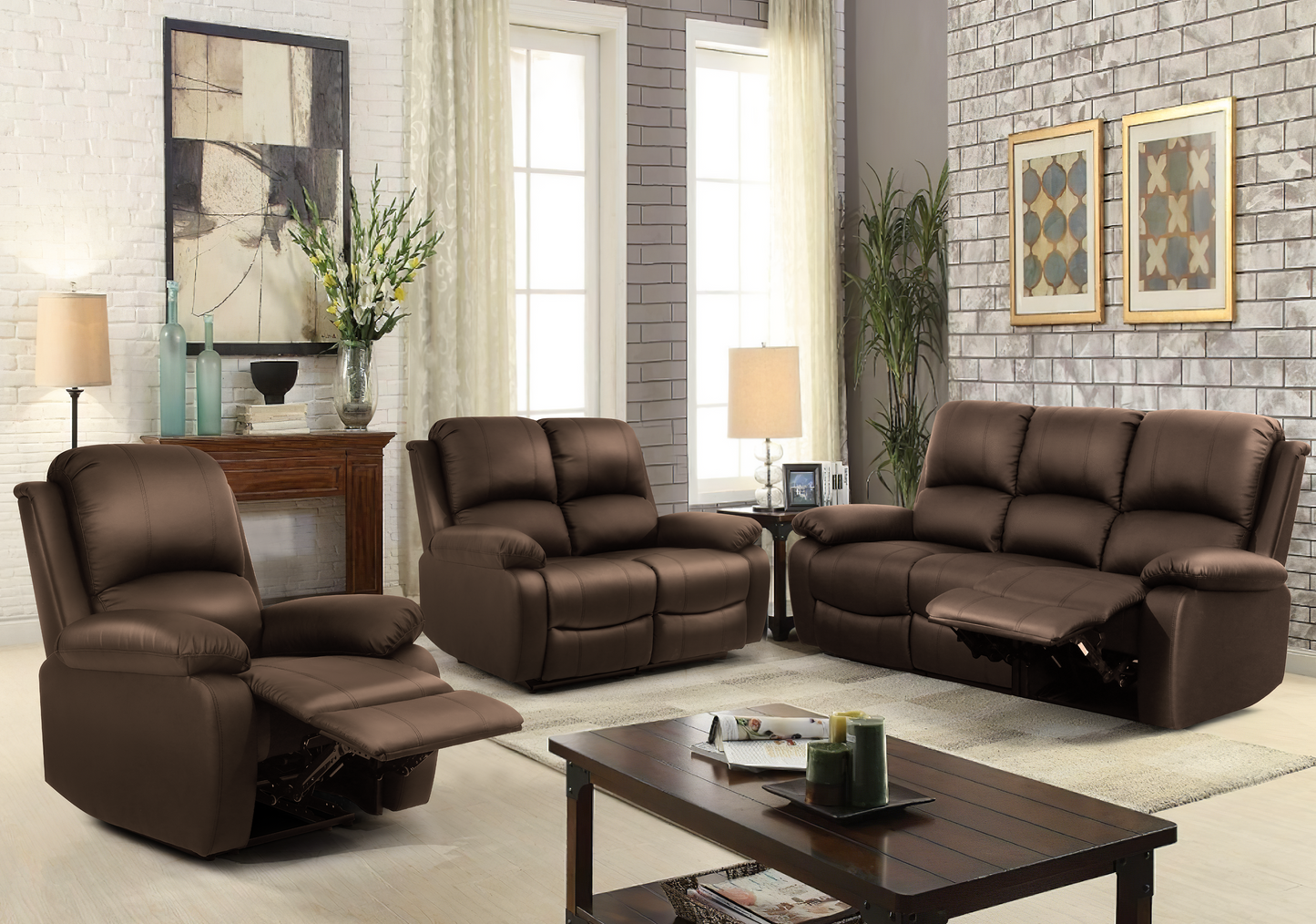 Milan Reclining Luxury Faux Leather Sofa Set - Indulge in the Ultimate Comfort and Style for Your Living Room