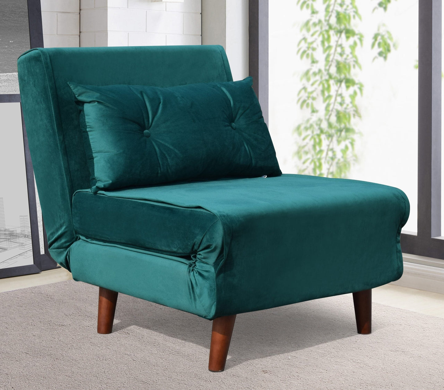 Rhodes Plush Velvet Pull Out Chair Bed