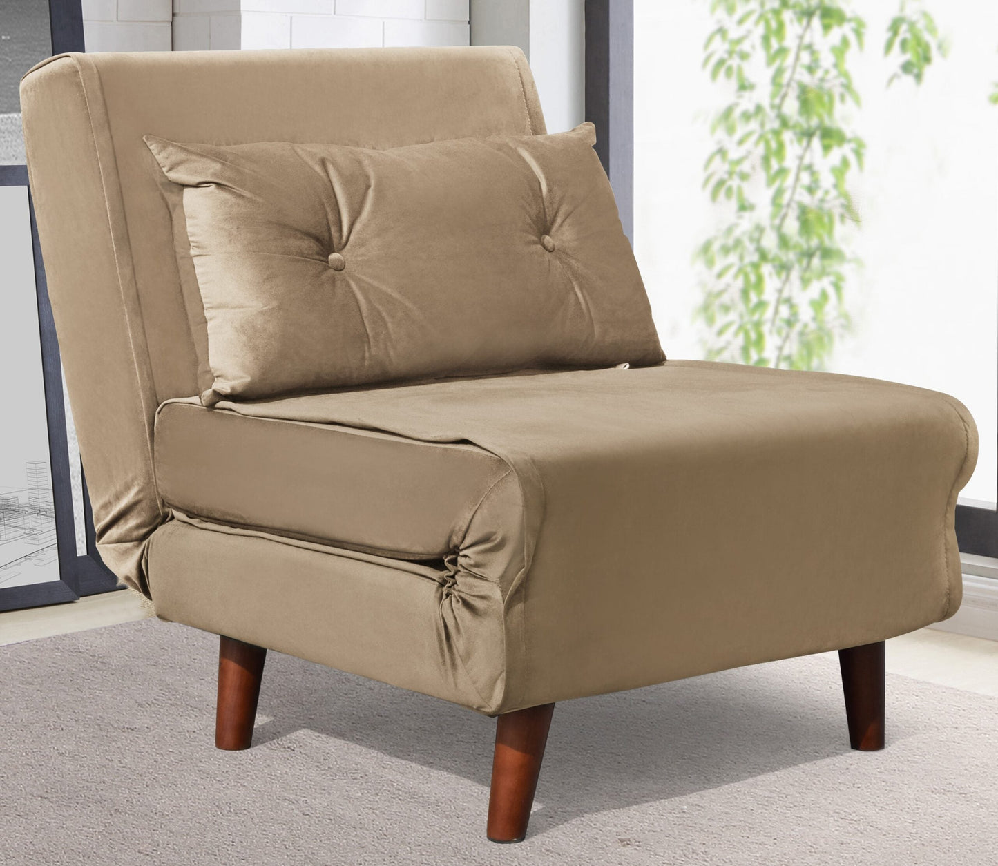 Rhodes Plush Velvet Pull Out Chair Bed