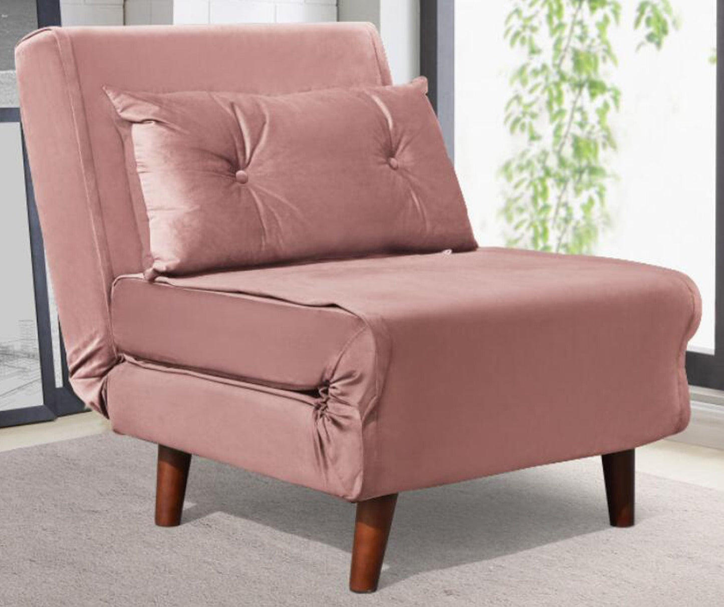 Rhodes Plush Velvet Pull Out Chair Bed