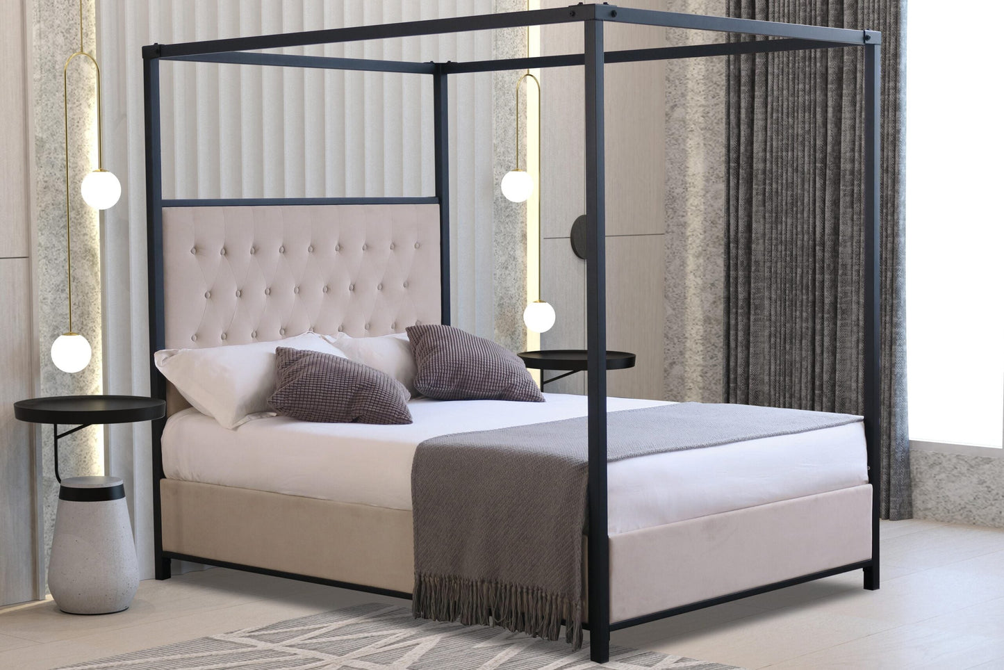 Santorini Metal Bedframe: Experience Luxury with a 4-Poster Design