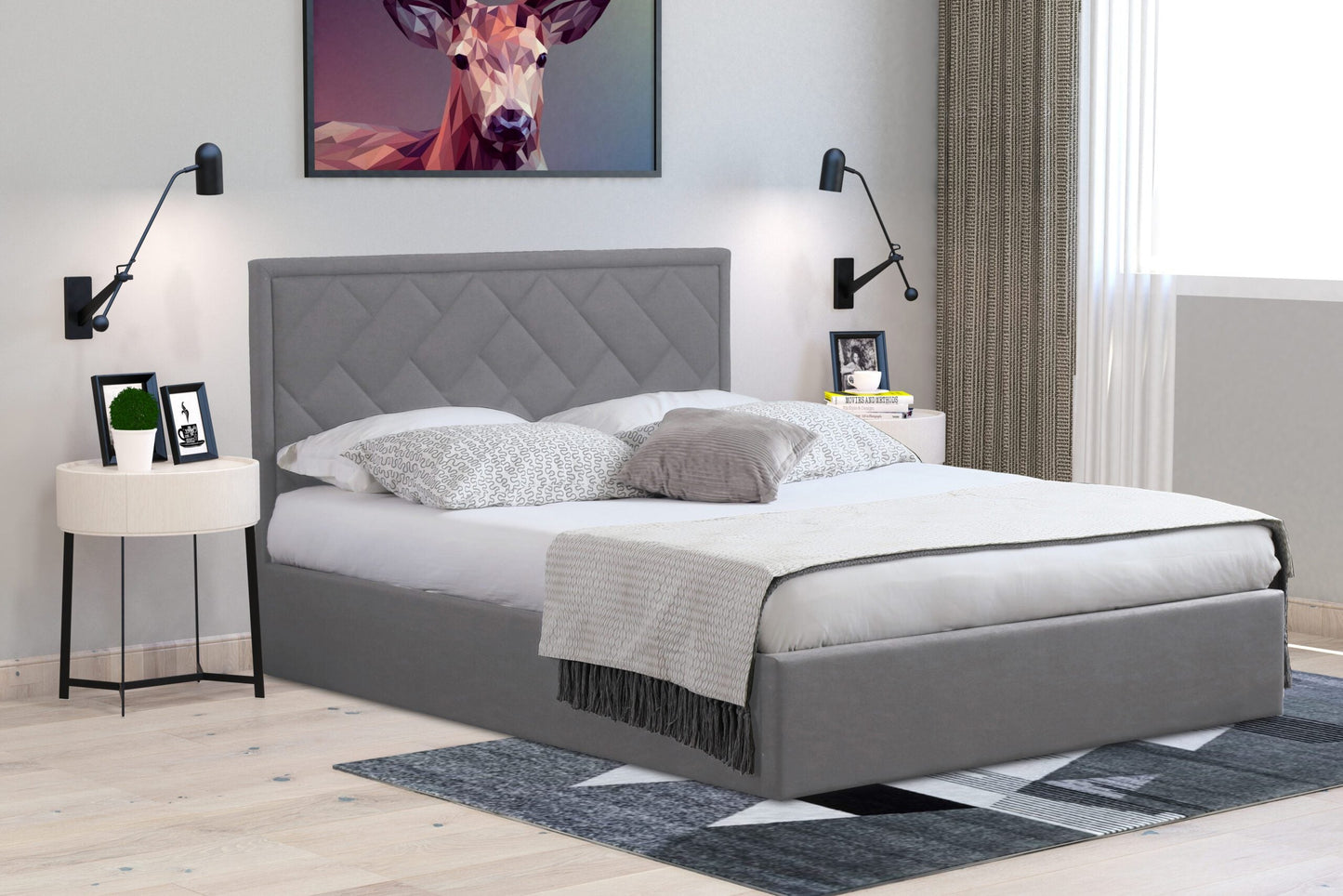 Spaxton Fabric Ottoman Bed Frame - Sophisticated Design Meets Practical Storage Solution