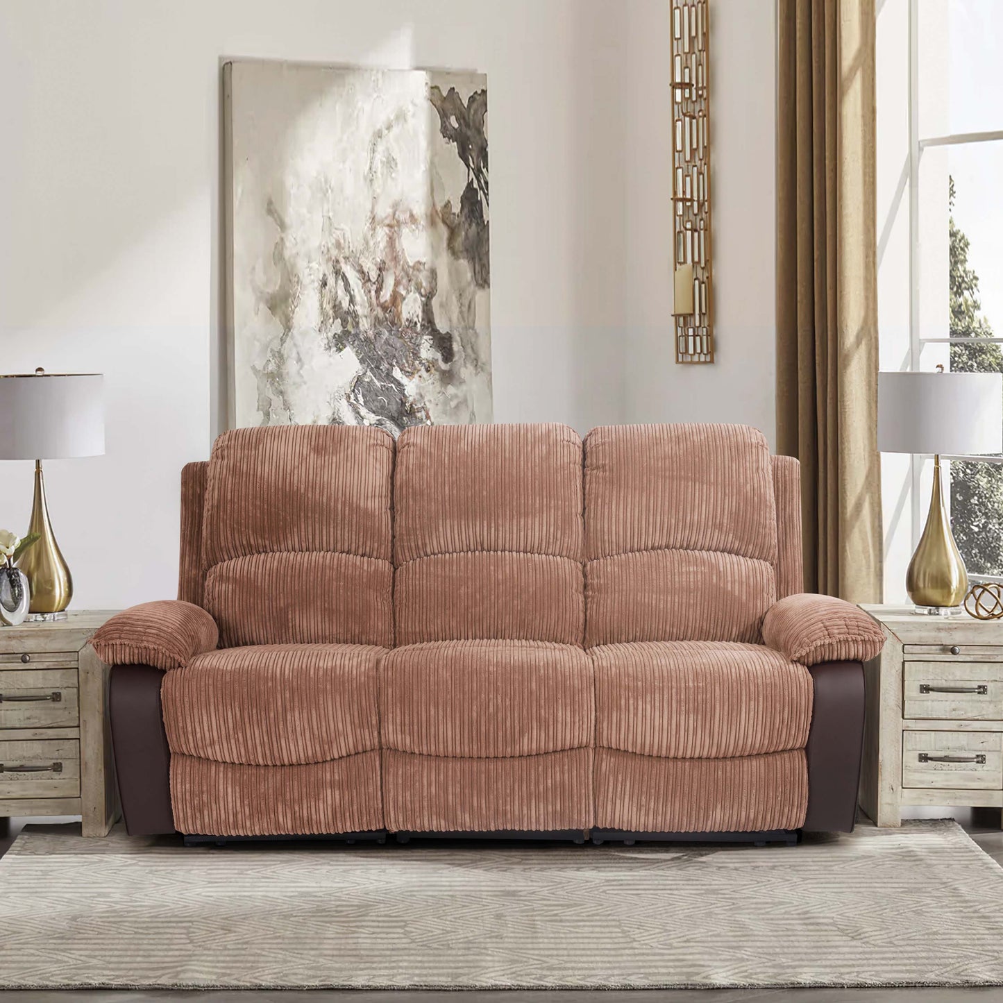 Sienna Recliner Sofa Set: Jumbo Cord Fabric for Ultimate Relaxation