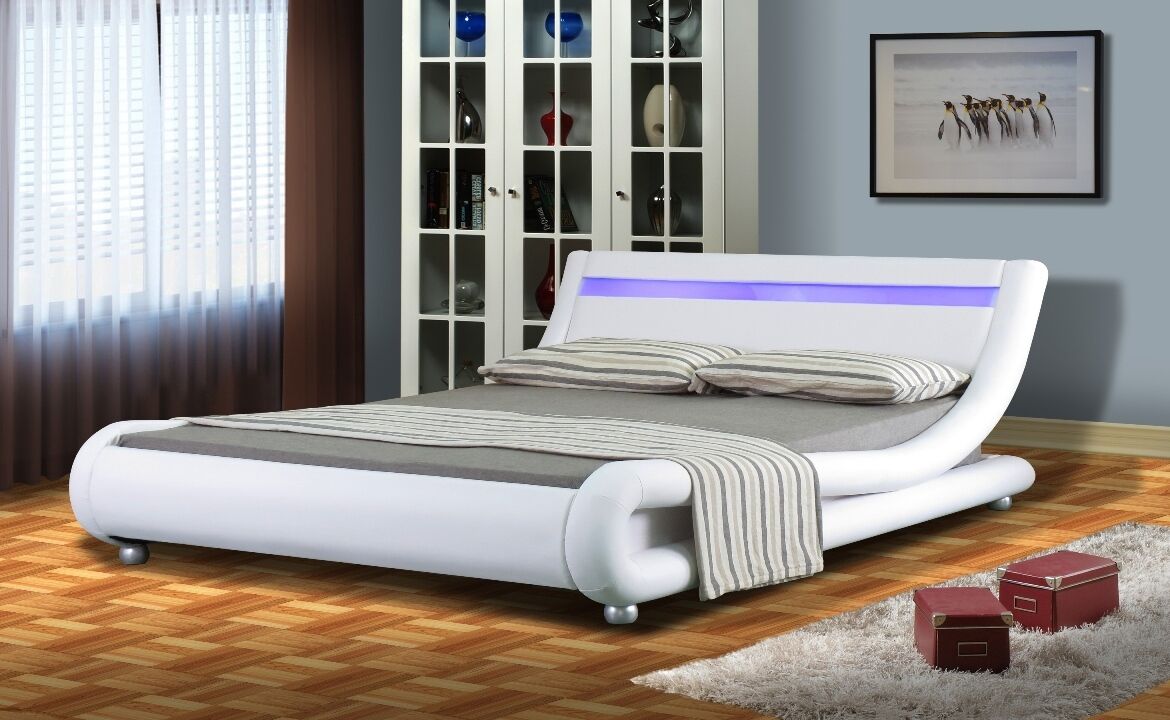Mallorca Faux Leather LED Bed Frame - Modern & Illuminating Feature for Your Stylish Bedroom