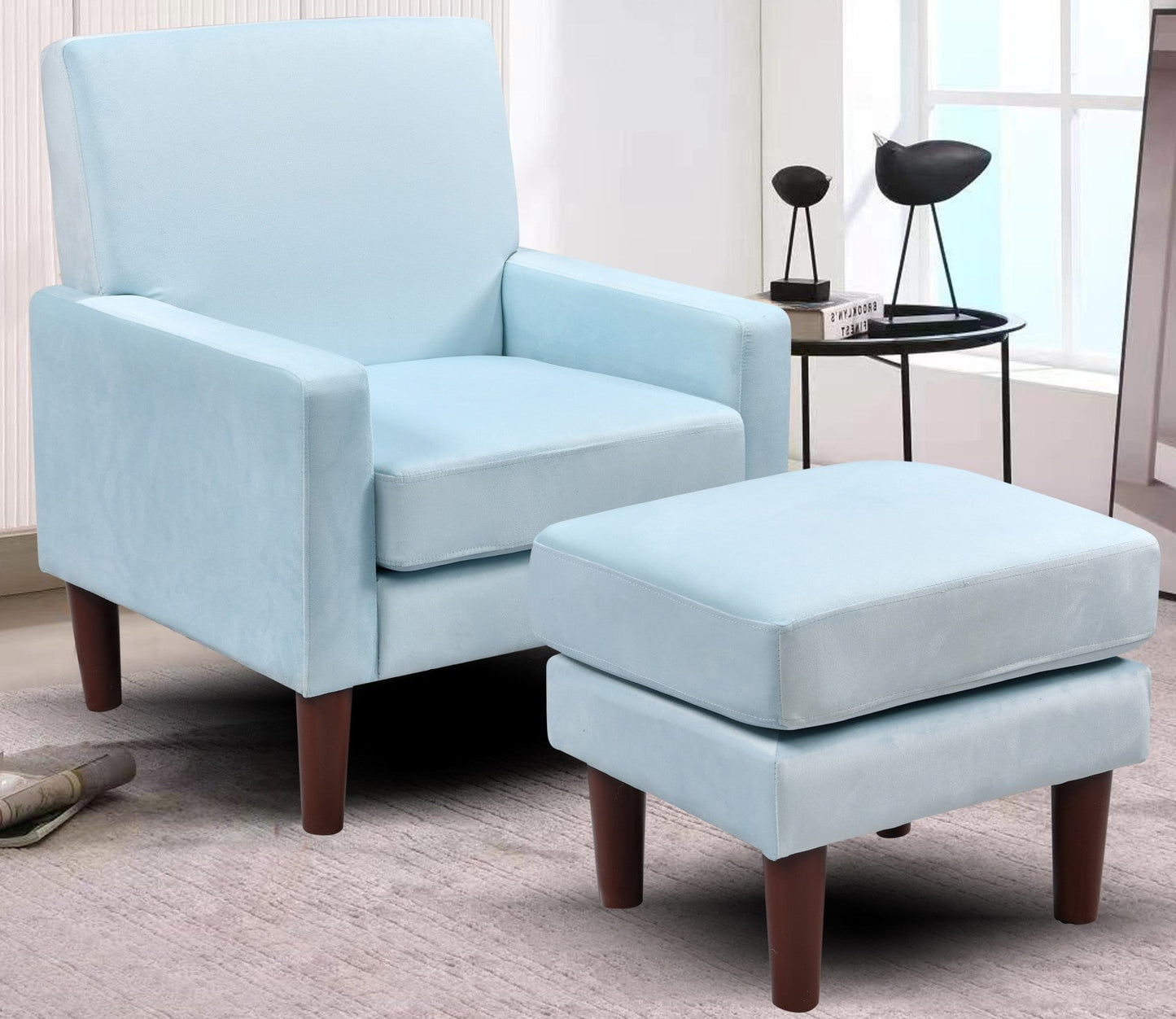 Bella Plush Velvet Chair with Footstool - A Luxurious and Comfortable Addition to Your Living Space
