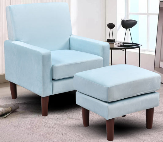 Bella Plush Velvet Chair with Footstool - A Luxurious and Comfortable Addition to Your Living Space