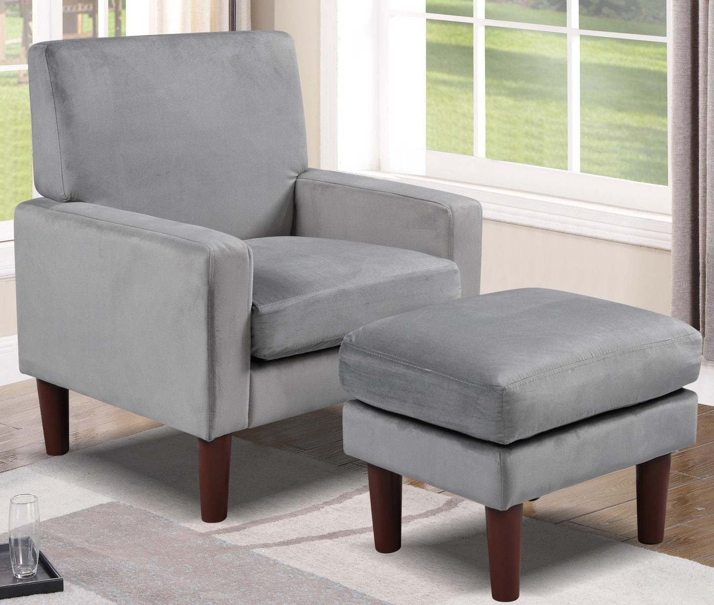 Bella Plush Velvet Chair with Footstool - A Luxurious and Comfortable Addition to Your Living Space