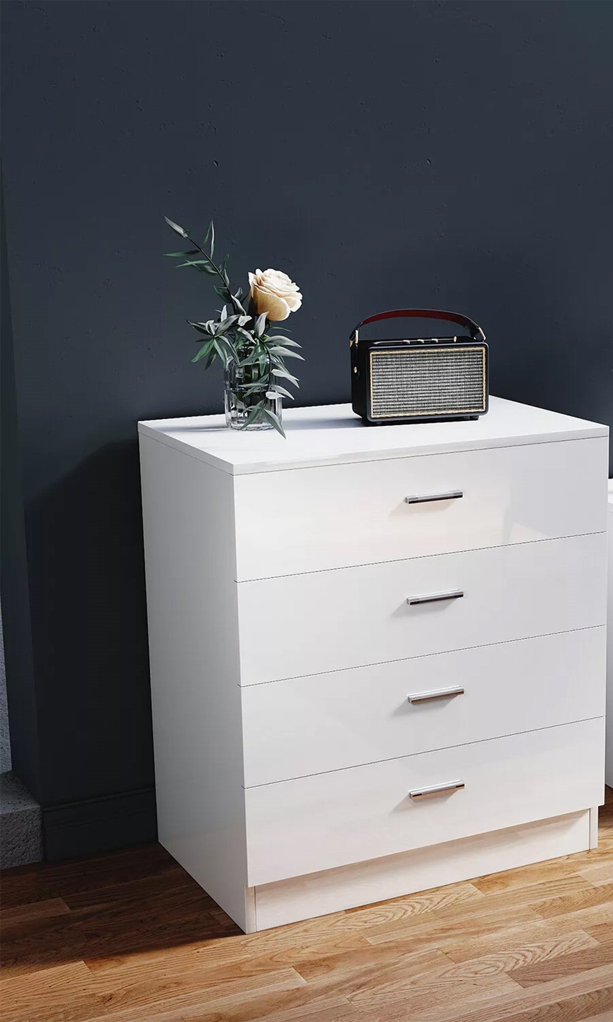 High Gloss Bedroom Furniture 3 Piece Trio Set Wardrobe Chest Bedside