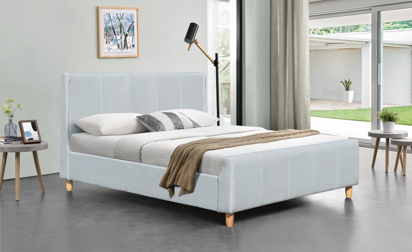 Jakarta Linen Fabric Bed Frame - Sophisticated & Comfortable Addition to Your Bedroom
