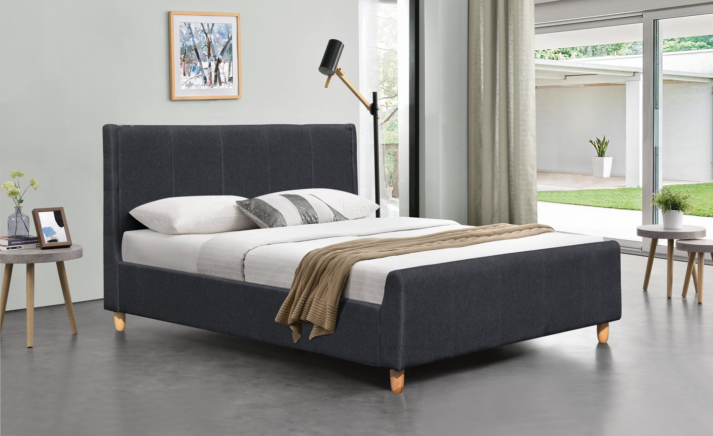 Jakarta Linen Fabric Bed Frame - Sophisticated & Comfortable Addition to Your Bedroom