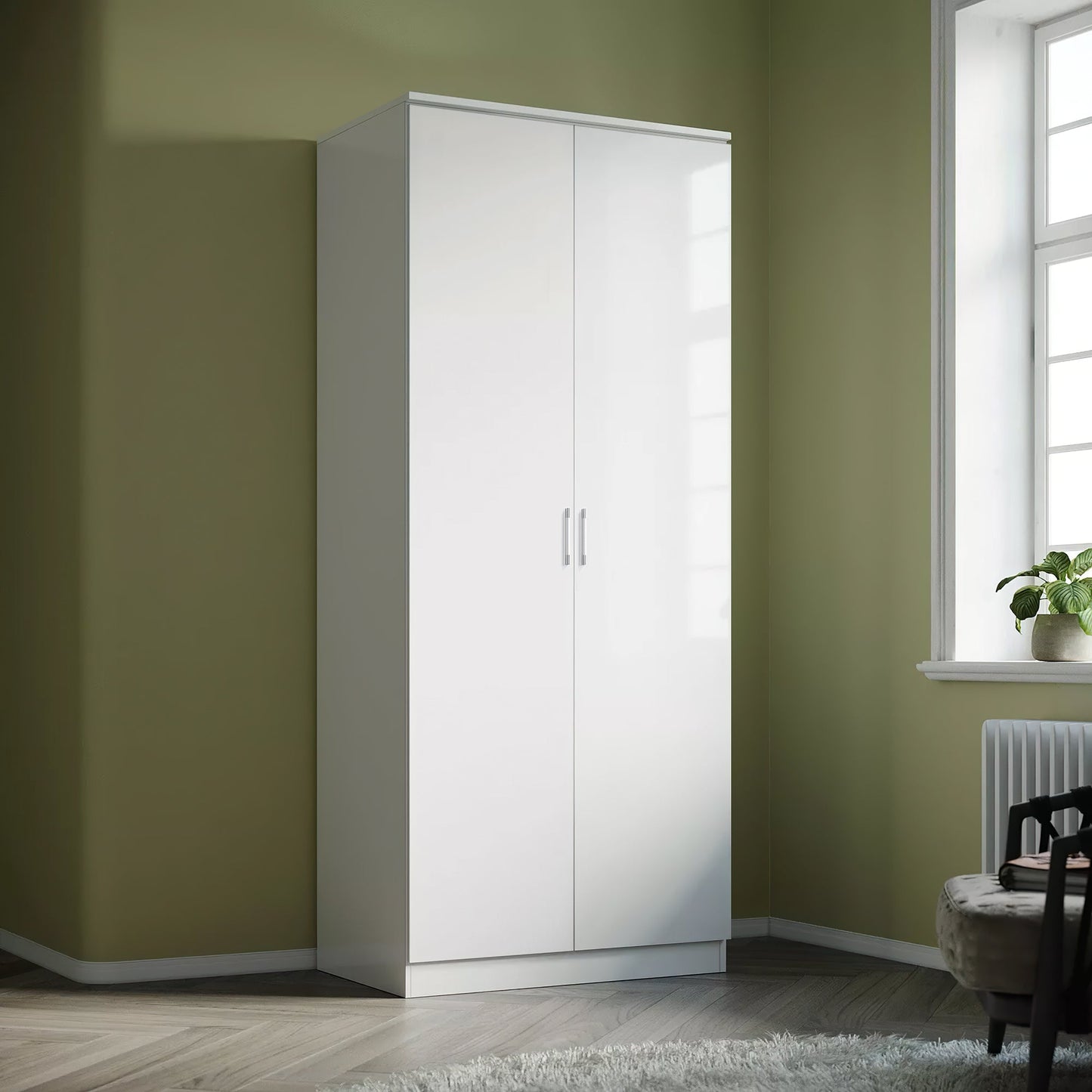 High Gloss Bedroom Furniture 3 Piece Trio Set Wardrobe Chest Bedside