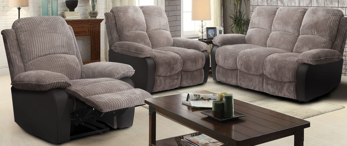 Sienna Recliner Sofa Set: Jumbo Cord Fabric for Ultimate Relaxation